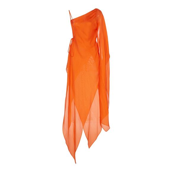 Cult Gaia Aliza Orange Asymmetric Silk Dress NWT Size XS - Picture 2 of 14